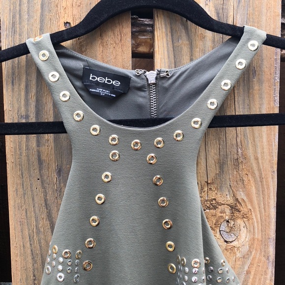 bebe olive and metal midi dress - Picture 3 of 4